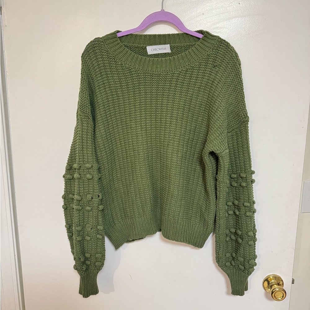 Chicwish Olive Textured Knit Sweater